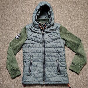 SUPERDRY Storm Hybrid Zip Hoodie Men S Green Quilted Front Outdoor Activewear